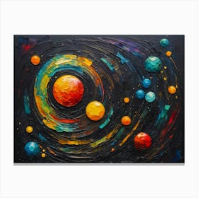 Planets Abstract Paint Vibrant colors Canvas Print