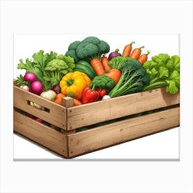 Wooden Crate Filled With Fresh Vegetables 1 Canvas Print