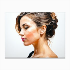 Side Profile Of Beautiful Woman Oil Painting 11 Canvas Print