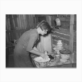 Resident Of Mays Avenue Camp Making Biscuits, Oklahoma City, Oklahoma, See General Caption No, 21 By Russell Lee Canvas Print