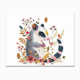 Little Floral Opossum 3 Canvas Print
