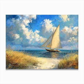 Sailboat On The Beach 3 Canvas Print