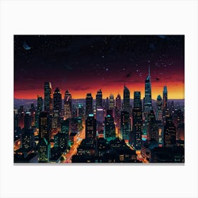 Cityscape At Night 3 Canvas Print