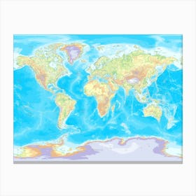 Physical world map 1 Canvas Print