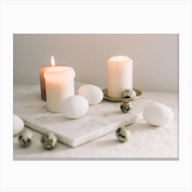 Easter Eggs And Candles 1 Canvas Print