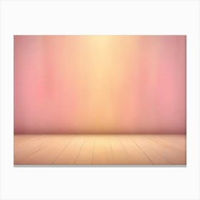 Photo Of A Wooden Floor With A Pink Wall, Illuminated By Warm Light Canvas Print