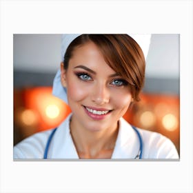 Portrait Of Pretty Smiling Nurse Canvas Print