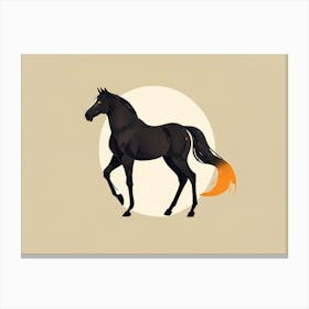 Black Horse With Orange Mane Canvas Print