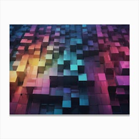 3d Rendering Of A Grid Of Colorful Cubes, Creating A Textured And Abstract Background Canvas Print