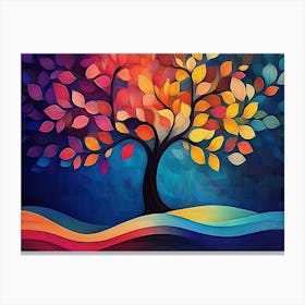 Elegant Colorful Tree with Colorful Leaves Canvas Print