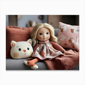 Doll And Cat Canvas Print