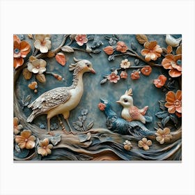 Birds And Flowers 3 Canvas Print