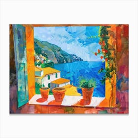 Positano From The Window View Painting 1 Canvas Print