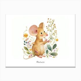 Little Floral Mouse 3 Poster Canvas Print