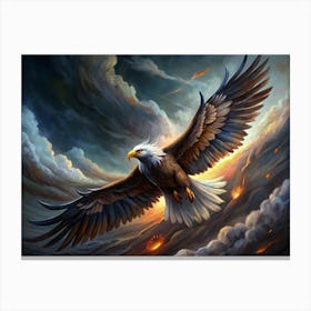 Majestic Eagle Flying Above Storm Clouds Canvas Print