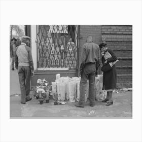 Selling Easter Lilies On Sidewalk On Easter Morning, South Side Of Chicago, Illinois By Russell Lee Canvas Print