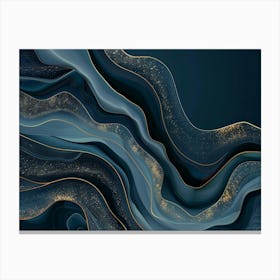 Abstract Blue And Gold Abstract Painting Canvas Print