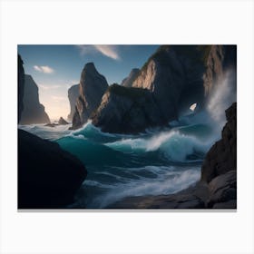 Rocky And Raging Coastal Waters Canvas Print