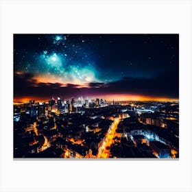 Night Sky Over City 10 Canvas Print
