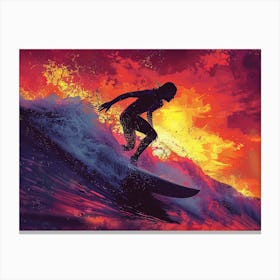 Surfer At Sunset 1 Canvas Print
