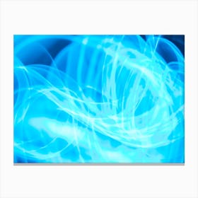 Chaos Blue Glowing Abstract Curved Lines Canvas Print