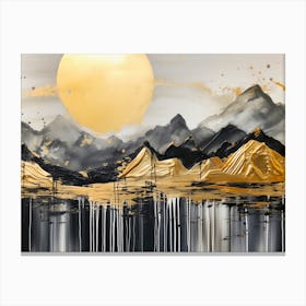 Black And Gold Mountains Canvas Print