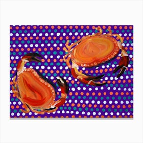Crabs On Purple Spotty Canvas Print