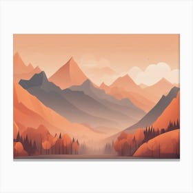 Misty mountains horizontal background in orange tone 3 Canvas Print