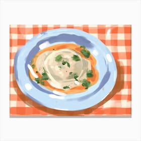 A Plate Of Ravioli, Top View Food Illustration, Landscape 4 Canvas Print
