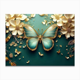 Butterfly And Flowers 6 Canvas Print