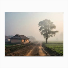 Country Road In The Mist Canvas Print