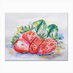 Strawberry Watercolor Figure Canvas Print