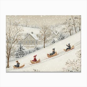 Vintage Winter Landscape Canvas Print