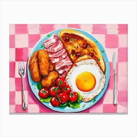 Breakfast Pink Checkerboard Canvas Print