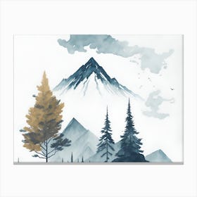 Mountain And Forest In Minimalist Watercolor Horizontal Composition 146 Canvas Print