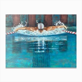 Butterfly Swimmer with White Cap Canvas Print