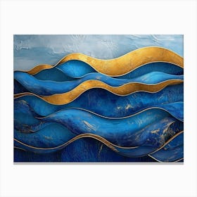 Blue And Gold Waves Canvas Print