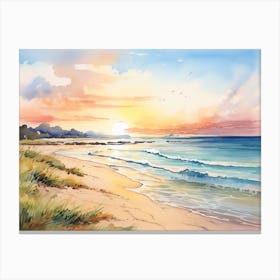 Watercolor Beach Sunset Canvas Print