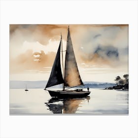 Sailboat Painting Lake House (22) Canvas Print