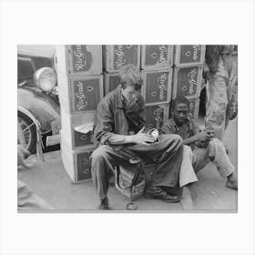 Boys Boots In Market Square, Waco, Texas By Russell Lee Canvas Print