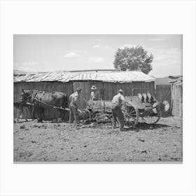 Members Of Fsa (Farm Security Administration) Cooperative Manure Spreader, Box Elder County, Utah By Canvas Print