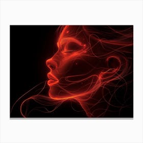 Glowing Enigma: Darkly Romantic 3D Portrait: Glow In The Dark Canvas Print