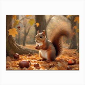 Squirrel In Autumn Canvas Print