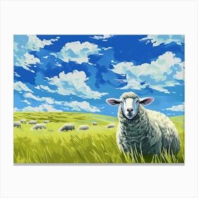 Sheep In The Field Canvas Print