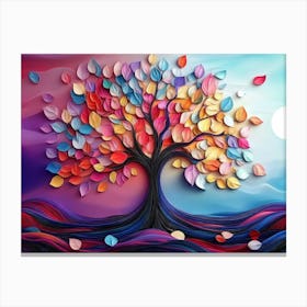 Colorful Tree With Multicolor Leaves Illustration 1 Toile