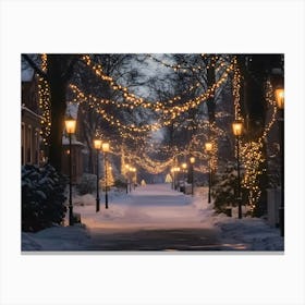 Christmas Lights On A Street Canvas Print