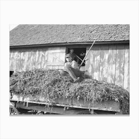 August Feck And A Load Of Soybean Hay, Feck S Three Hundred Twenty Acre Farm Near Templeton, Indiana, Is Owned By Canvas Print