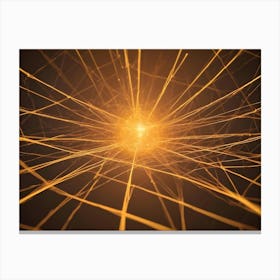 Abstract Image Of A Bright, Golden Orb Surrounded By A Network Of Thin, Glowing Lines, Resembling A Web Or A Neural Network Canvas Print