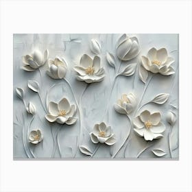 This Is A Simple Floral Painting On A Light Gray 3d Canvas Print