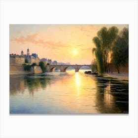 Sunset On The Seine Canvas Print